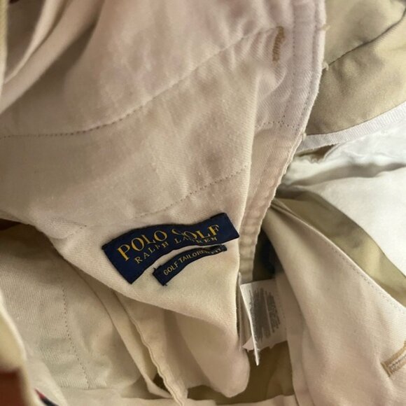 Polo Ralph Lauren Khaki Chino Pants Men 34x32 Beige Flat Front Stretch Slim Fit - Picture 6 of 7